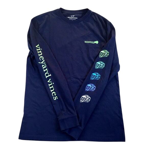 Vineyard Vines Long Sleeve T-Shirt Blue Lacrosse Size Small - Picture 1 of 4